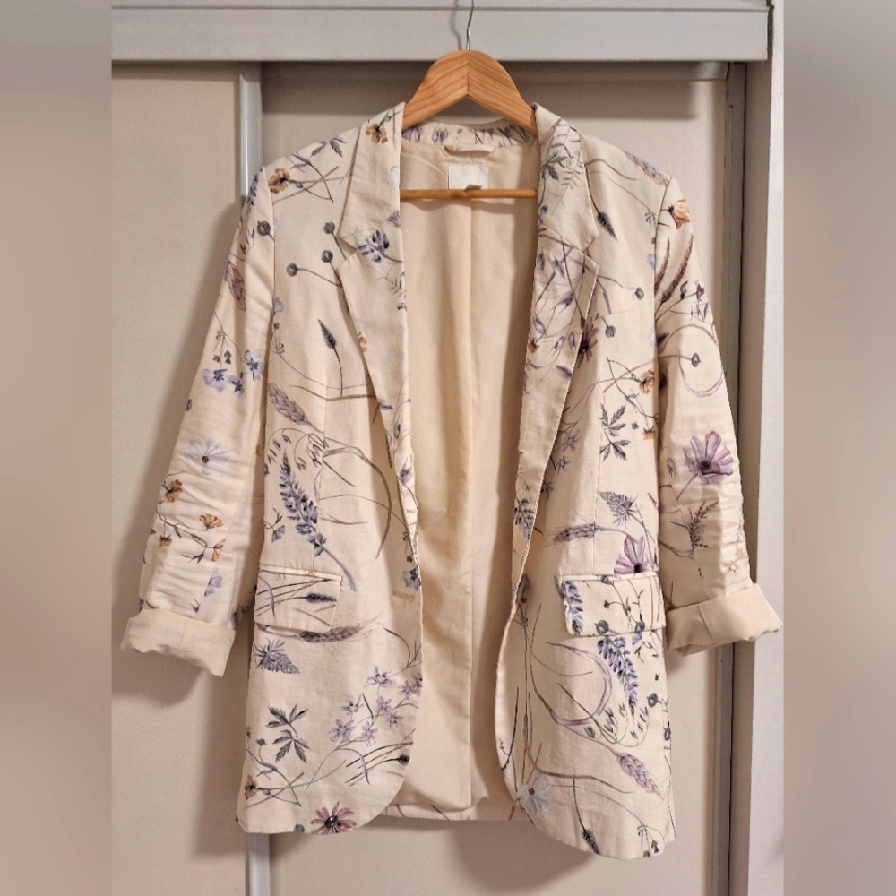 H&M Cream Floral Blazer